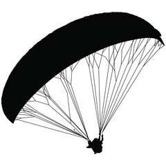 paraglider silhouette isolated on white