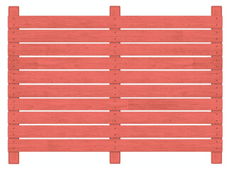 木製の赤いガーデンフェンス