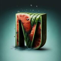 a simple logo for a film production water melon inspire island letter M 