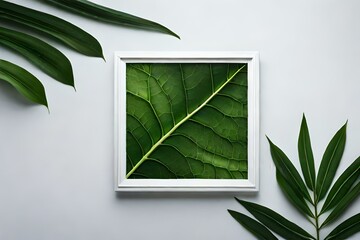 window with green leaves