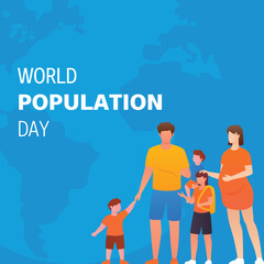Free vector gradient world population day background with family and planet