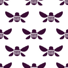 Seamless vector bee pattern on white background.
