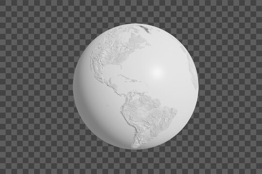 black and white Earth from space. Global World isolated on white background, 3D rendering with clipping path - Elements of this image furnished by NASA