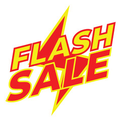 Flash sale logo vector in a striking red and yellow color style can be used as product logo stickers, promotional labels, or promotional flyers