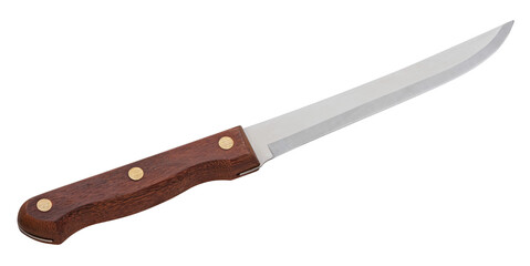 Kitchen knife with wooden handle isolated