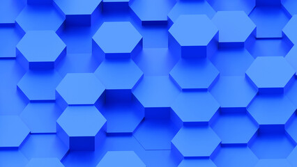 Obraz na płótnie Canvas Blue hexagons geometric background, minimal honeycomb pattern wallpaper.