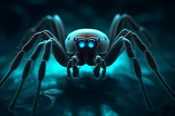 Fototapeta premium Spider blue eyes. Generate Ai