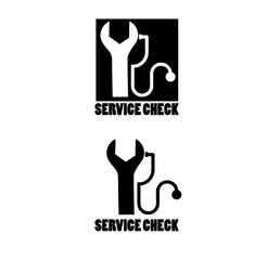 vector illustration,logo of service inspection with crank and stethoscope concept