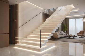 Stair luxury modern house. Generate Ai