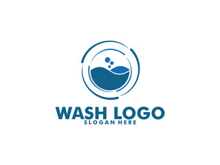 laundry icon washing machine logo design  for business clothes wash cleans modern template