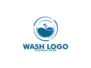 Obraz premium laundry icon washing machine logo design for business clothes wash cleans modern template