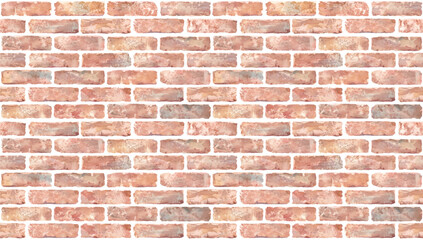 赤茶色のレンガ壁の水彩イラスト。壁紙、背景。ベクター。