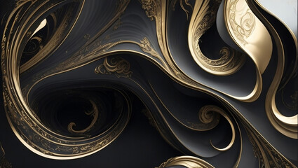 abstract golden and black luxary background, Generated with AI