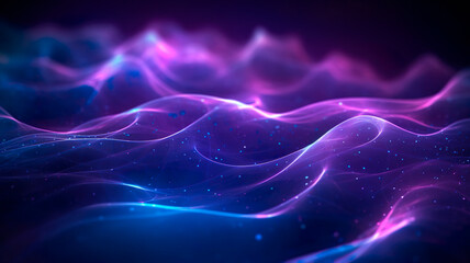 Obraz premium Abstract glowing virtual neural network of shining particles, ai generated