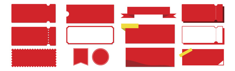 シンプルな赤ベースのベクターアイコンデザインセット