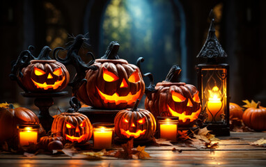 Halloween Ambiance: Glowing Pumpkins with Candlelight Magic