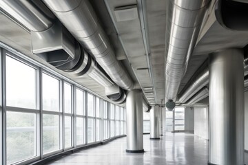 ventilation system, with ducts and vents visible, in modern office building, created with generative ai