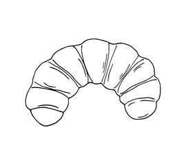 Vector hand-drawn croissant icon. Isolated vector illustration for bakery, menu, cafe, label, and packaging.