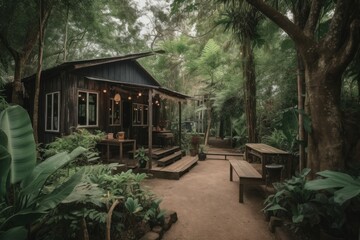 Jungle cafe thailand forest. Generate Ai