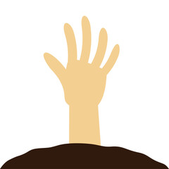 地面から飛び出るゾンビの手。
ハロウィンのコンセプト素材。