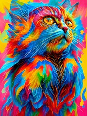 Obraz premium ANIMAL COLORFUL ABSTRACT ARTWORK - AI generated