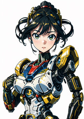 anime girl wear robot suit