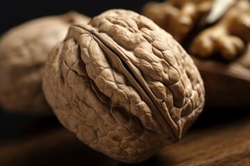 Fototapeta premium Walnut broken closeup. Generate Ai