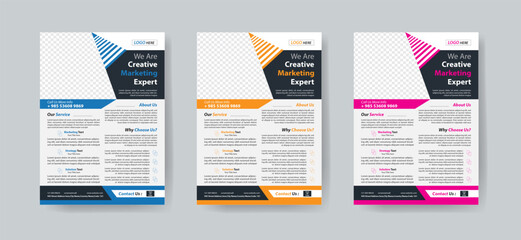 Corporate creative colorful business flyer template design set, abstract business flyer, vector template design or business poster template design