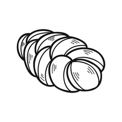 isolate black and white bakery challah bread