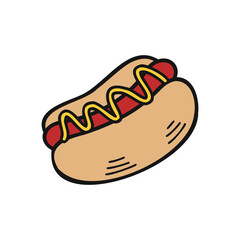 isolate hand draw hot dog vector