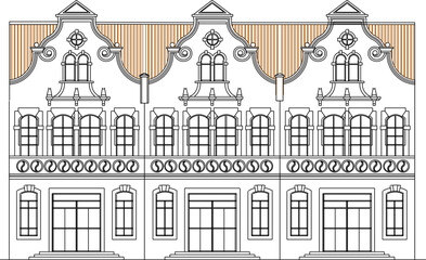 Obraz premium Vector sketch illustration of classic vintage old colonial building architectural design for office administrative services