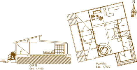 Vector illustration sketch of a house design with the application of a polar proyeccion