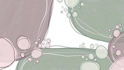 Abstract drawn pastel lilac and gray chaotic spots with lines.