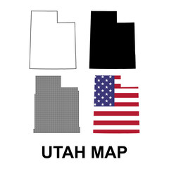 Set of Utah map shape, united states of america. Flat concept icon symbol vector illustration