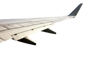 A view of the aircraft wing isolated on transparent background 