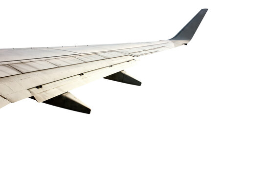 A view of the aircraft wing isolated on transparent background 