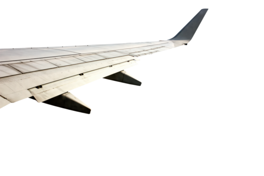 A view of the aircraft wing isolated on transparent background 