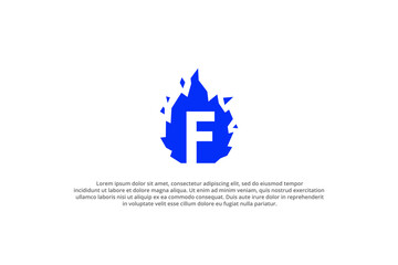 logo letter f fire blue
