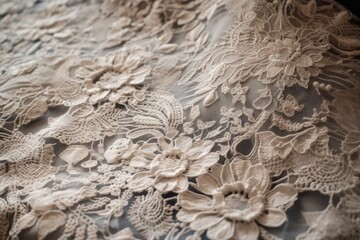 close-up of delicate fabric texture, with intricate and detailed patterns visible, created with generative ai