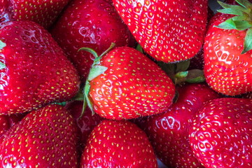 Fresh ripe strawberry, close up, selective focus. Ripe strawberr