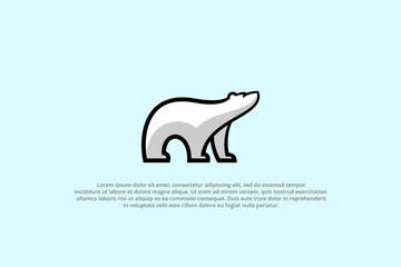 logo polar bear black line abstract animal wildlife south north pole