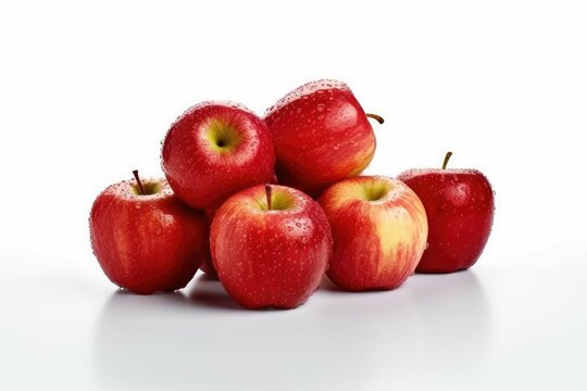 AI generated illustration of a group of large red apples isolated on a white background