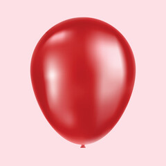 3d Realistic red Balloon collection. Holiday illustration of flying glossy balloons. Isolated on pink Background. Vector Illustration