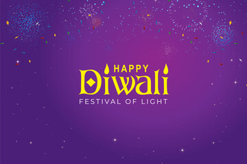 Naklejka na ściany i meble Luxury style of Happy Diwali realistic festival of lights. Happy Diwali text background