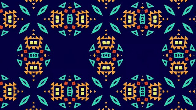 Illustrative animation of a kaleidoscope with folk culture design