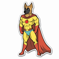 Vector of German Shepherd wearing superman costume