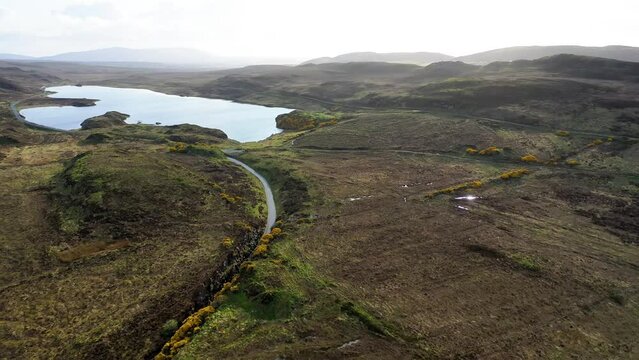 Aerial view of the Burtonport Railway Walk by Falcarragh in County Donegal, Republic of Ireland