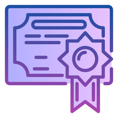 certificate icon, flat outline gradient icon style