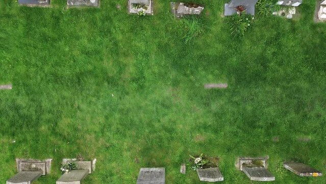 Top view of the graveyard next to the St Michael's Church, Baddesley Clinton in England