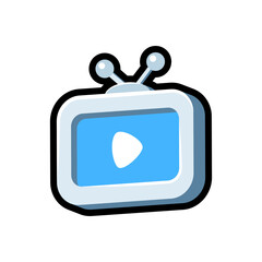 Obraz premium Isolated flat 3d tv icon for game, interface, sticker, app. The sign in a cartoon style for match 3, arcade, rpg. The sprite for craft element in hyper casual mobile game
